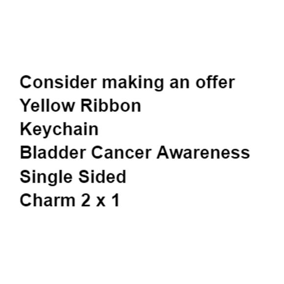 Yellow Ribbon Keychain Bladder Cancer Awareness Charm Single Sided Souvenir - Picture 2 of 5